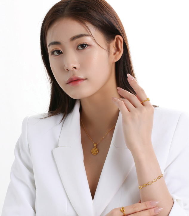 순금 아몬드 샤인컷팅 체인 팔찌 3.75g
