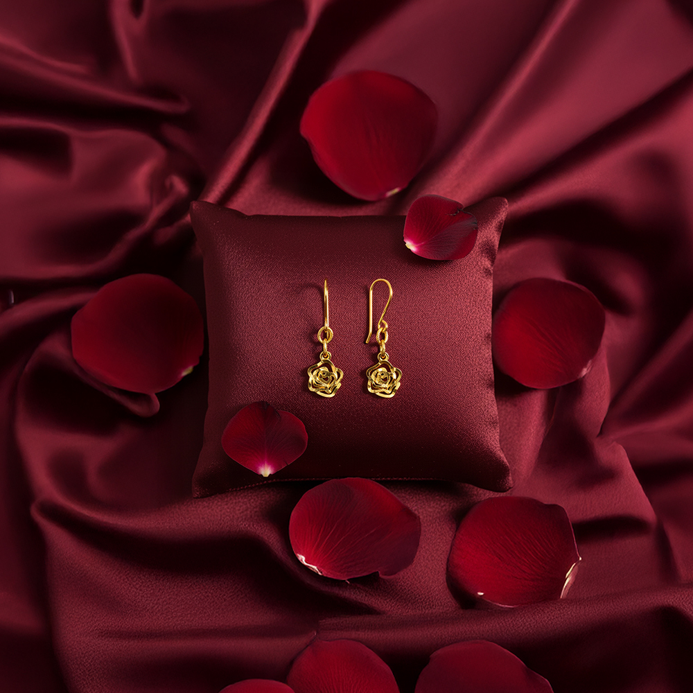 순금 라인 장미 후크 귀걸이 3.75g