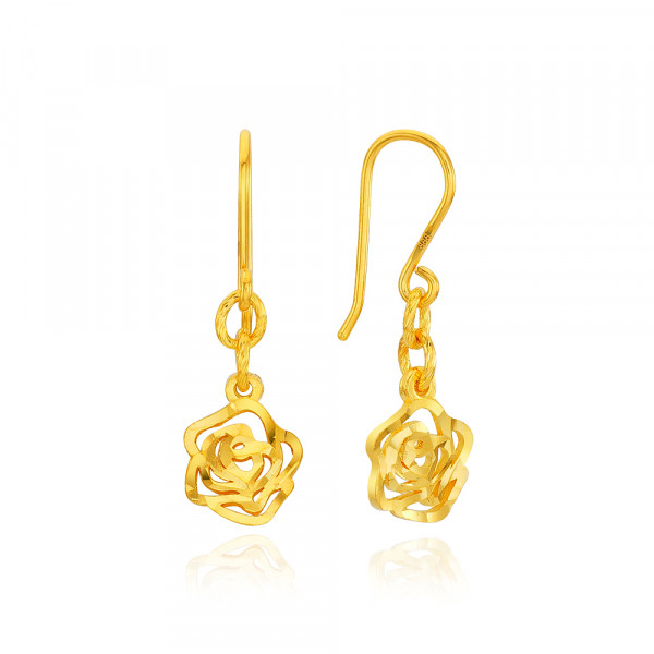 순금 라인 장미 후크 귀걸이 3.75g