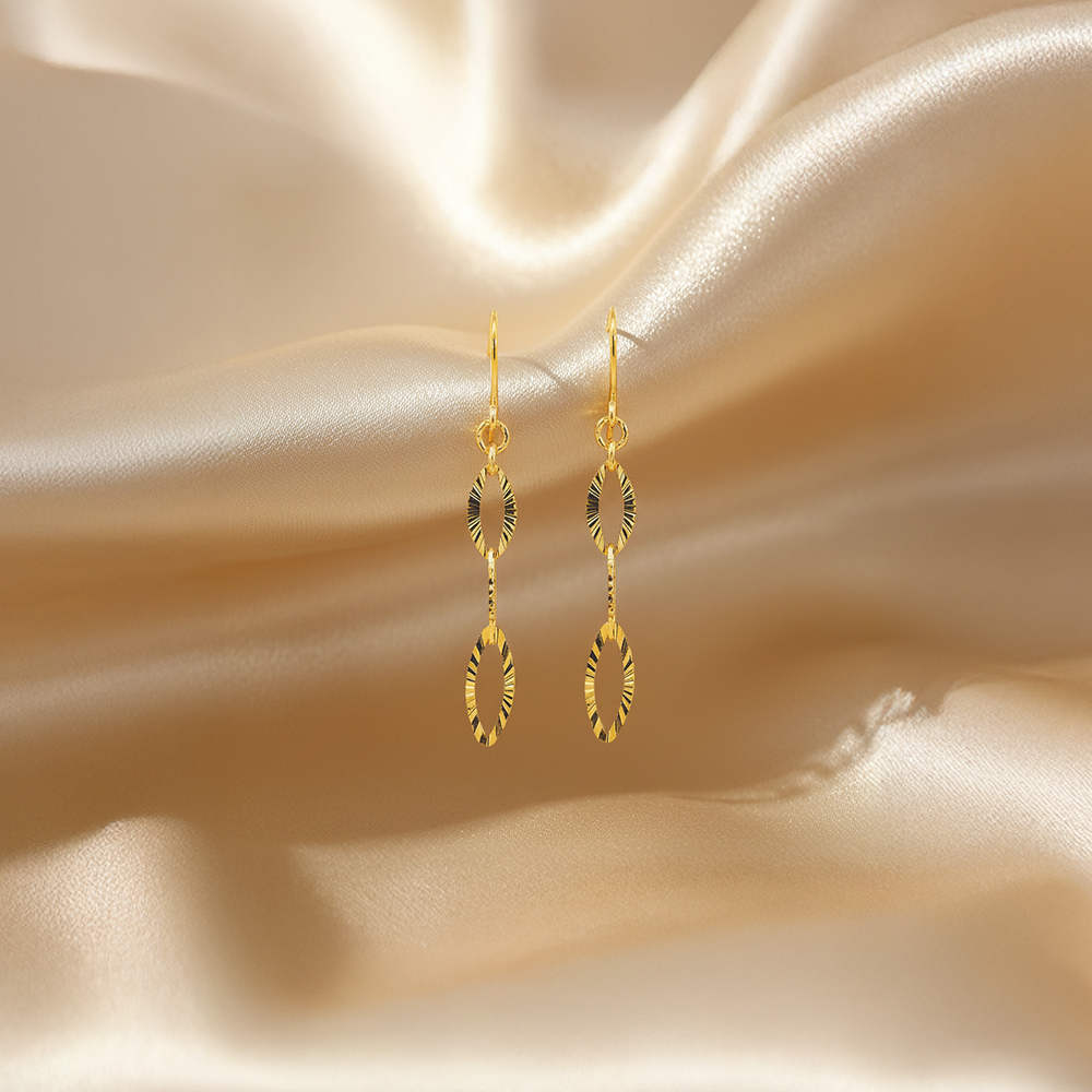 순금 아몬드 샤인 컷팅 후크 귀걸이 3.75g