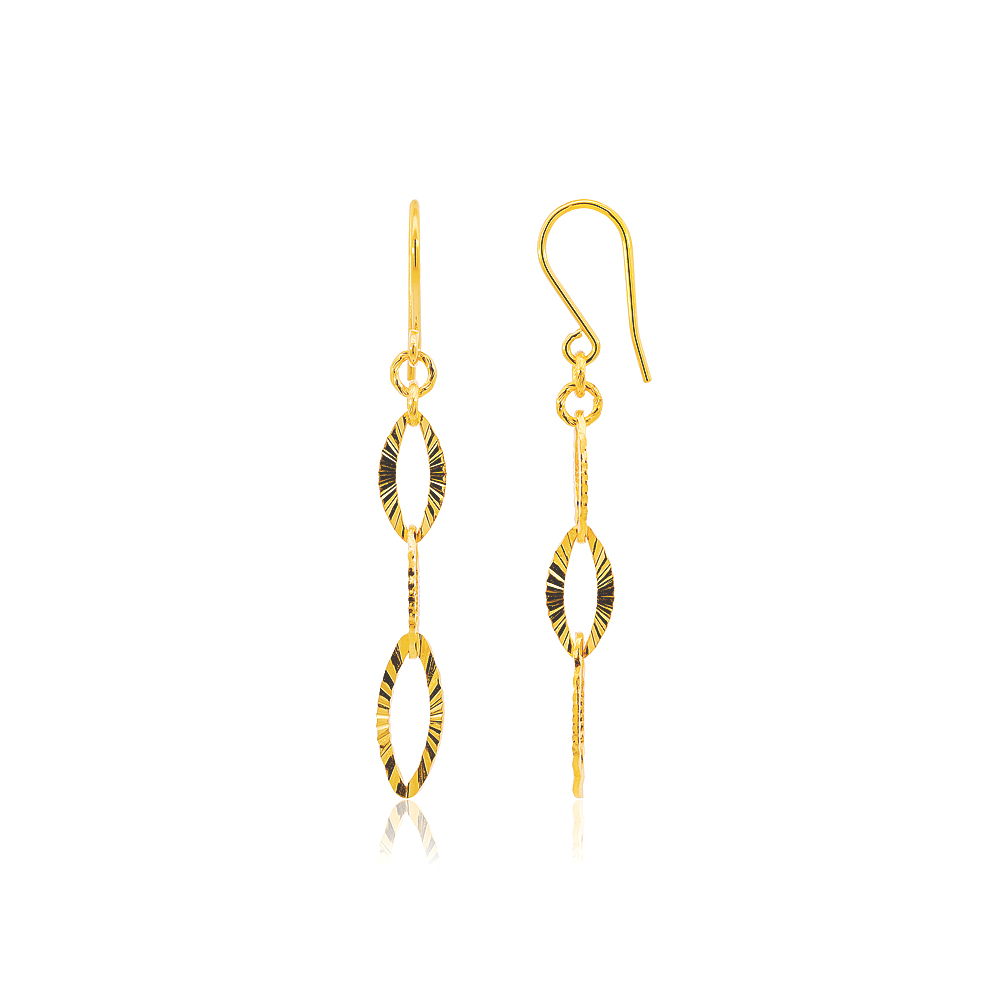 순금 아몬드 샤인 컷팅 후크 귀걸이 3.75g