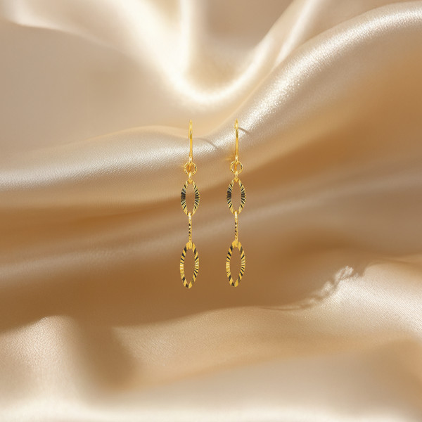 순금 아몬드 샤인 컷팅 후크 귀걸이 3.75g