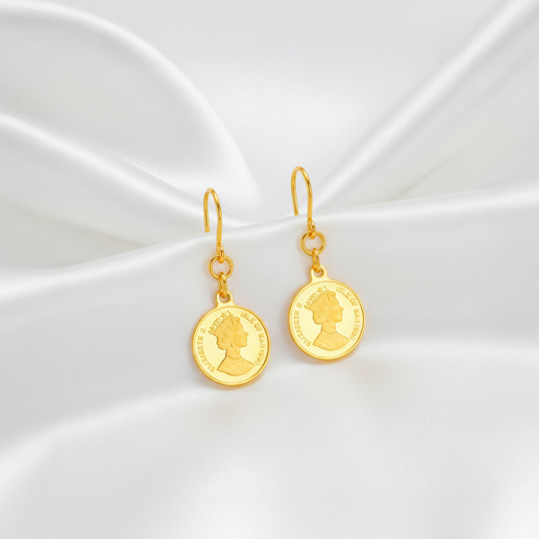 순금 엘리자베스 코인 후크 귀걸이 5.63g