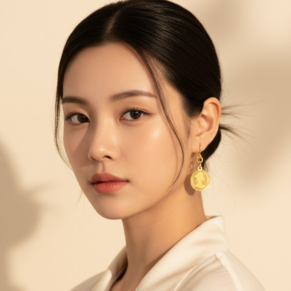 순금 엘리자베스 코인 후크 귀걸이 5.63g