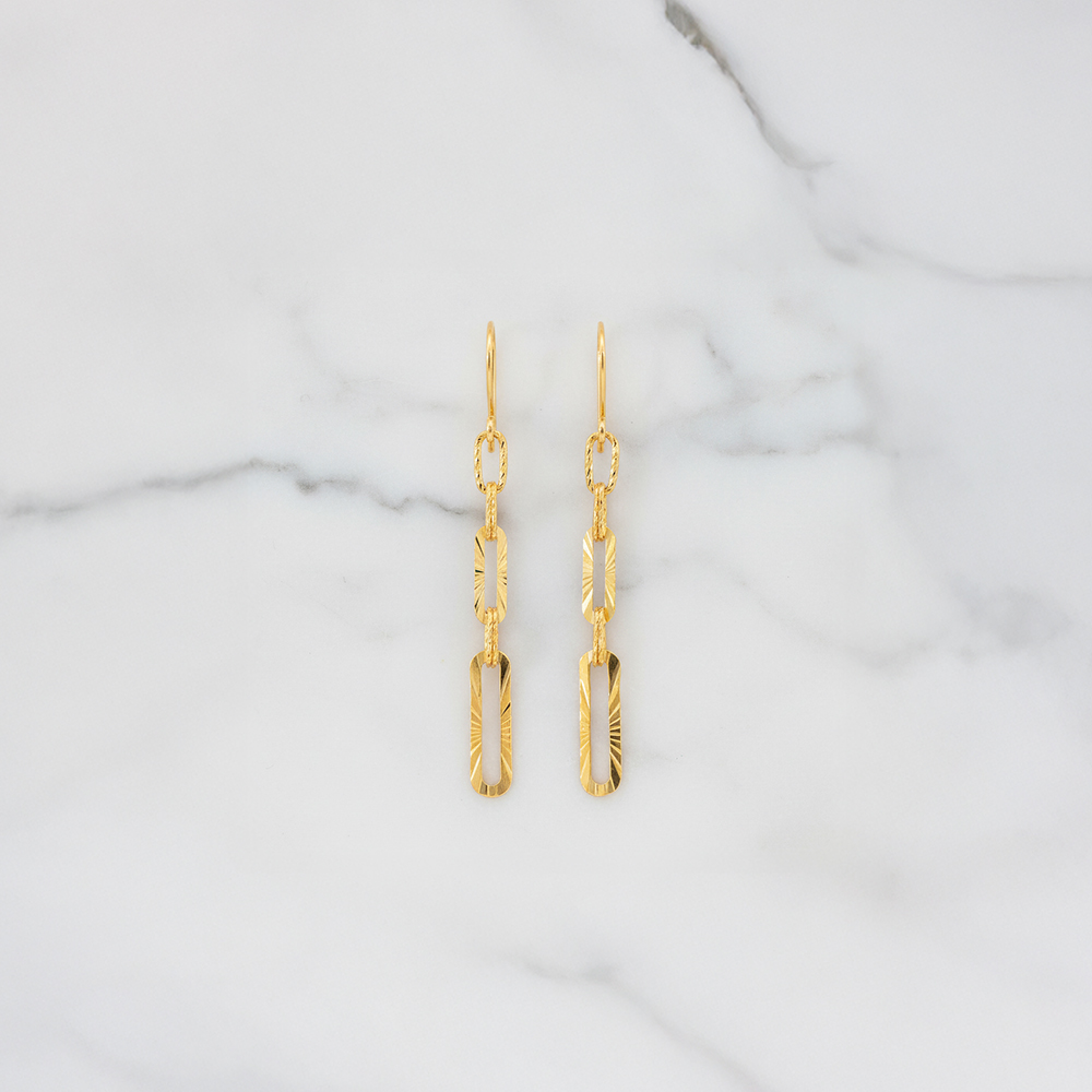 순금 샤인 커팅 후크 귀걸이 3.75g