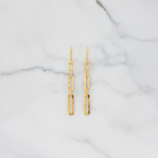 순금 샤인 커팅 후크 귀걸이 3.75g