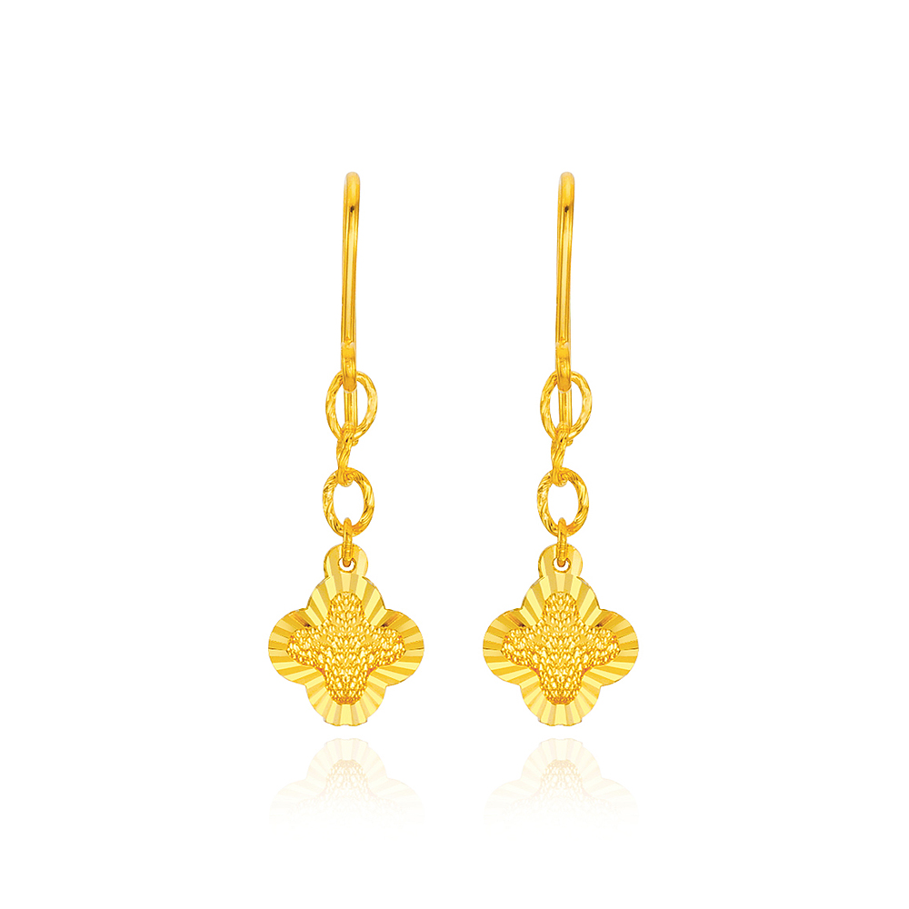 순금 팬시 클로버 후크 귀걸이 3.75g