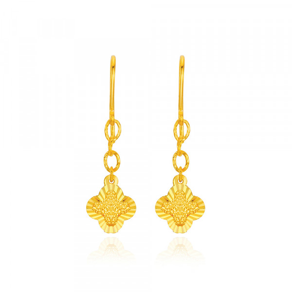 순금 팬시 클로버 후크 귀걸이 3.75g