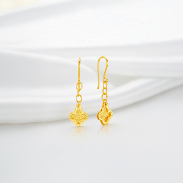 순금 팬시 클로버 후크 귀걸이 3.75g